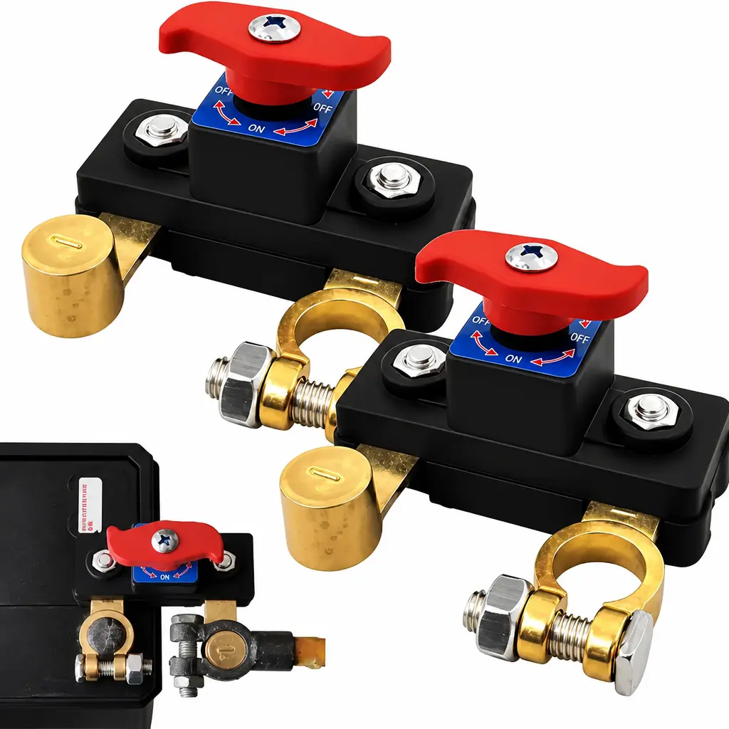 Heavy Duty Pure Copper Vehicle Main Power Cut Off Disconnect Switch (1 or 2 Packs) - Metal Shell Winch Accessory for RV/Truck, 12V & 24V Batteries, High Conductivity, Stable Transmission, Safe Cutoff, Father’s Day Gift for Dads