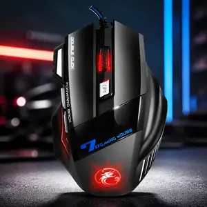 Ergonomic Gaming Mouse for PC - 5500DPI RGB Light, 7 Macro Keys, Sweatproof Grip, Wrist Support, Portable for Laptop & Desktop