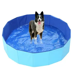 PVC anti slip pet bath basin, large and small dog mobile folding swimming pool, cat sand pool cleaning label