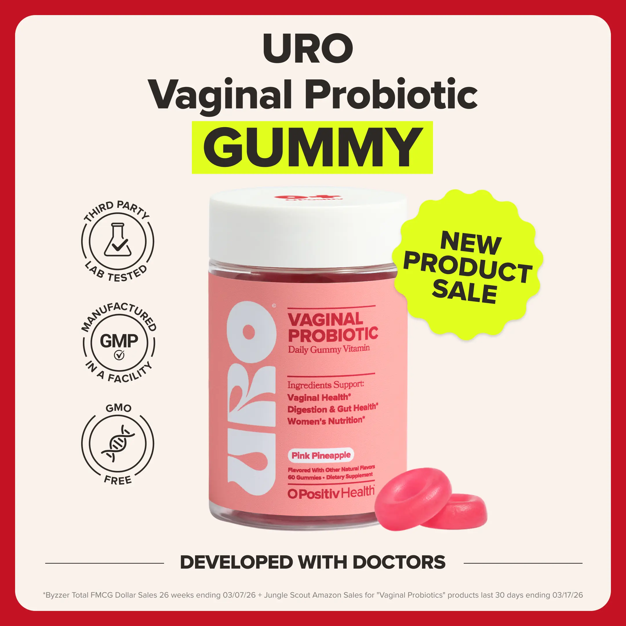 URO - Probiotic Gummy - Prebiotic and Probiotic Gummies for Healthy pH Balance and Odor URO - Probiotic Gummy - Prebiotic and Probiotic Gummies for Healthy pH Balance and Odor