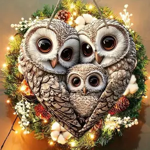 Wooden Owl Family Design Hanging Ornament, 1 Count Creative Hanging Decoration, Hanging Decor for Home Living Room Bedroom, Home Decor, Home Decor Ornaments