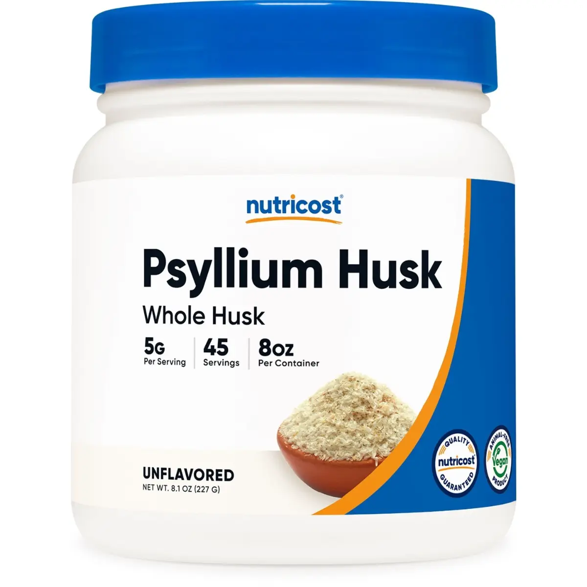 Nutricost Edible Organic Psyllium Whole Husk Powder (8 oz) - Gluten-Free, Non-GMO, High-Quality Dietary Fiber Natural Supplement, Psyllium Husk