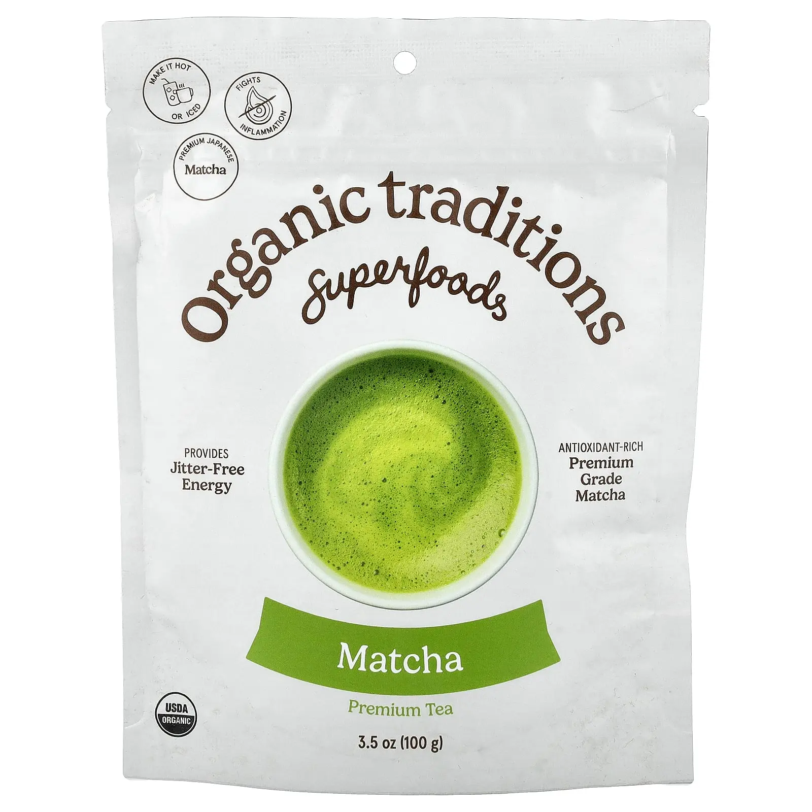 Organic Traditions Superfoods, Premium Tea, Matcha, 3.5 oz (100 g)