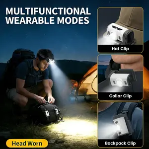 Rechargeable Super Bright LED Motion Sensor Headlamp - Detachable Headband, Waterproof 8-Mode Flashlight with Red/Blue/White Light for Camping, Hiking, EDC Use
