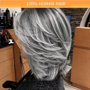 #Easter wig #Gift #Spring wig Pure Human Hair Dark Gray Light Gray Granny Gray Swallowtail Wolf Tail Mullet Wig Swallowtail Wolftai wear and go wigs party hairstyle idea everyday fashion dress-up accessory density lace frontal wig beauty queen hair schoo