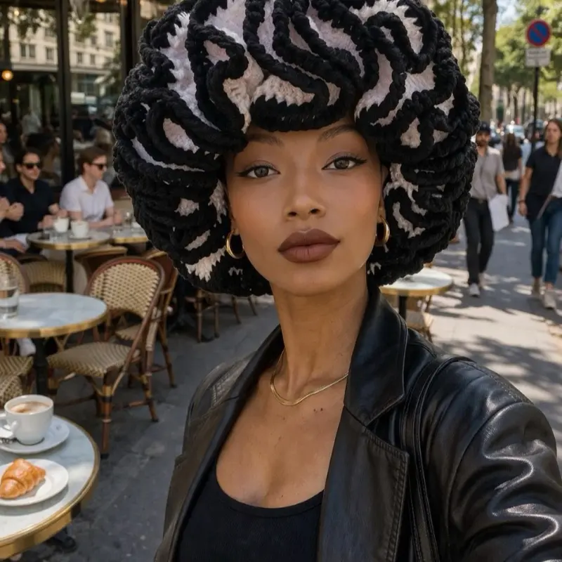 Blank and white ruffled brim hat Blank and white ruffled brim hat