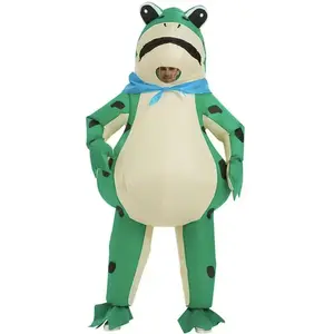 Adult Inflatable Frog Costume - Cute green & Black Spotted Design with Blue Bandana, Perfect for Halloween, Birthday Parties, and Carnival Events, Inflatable Costume, Halloween Costume, Playful Design, Inflatable Size
