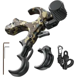 Bow Release for Compound Bow, Archery Release Trigger with Wrist Straps and Adjustment Wrench, Aluminum Alloy Compound Bow, 3/4 Finger Thumb Release Hold up to 200lbs