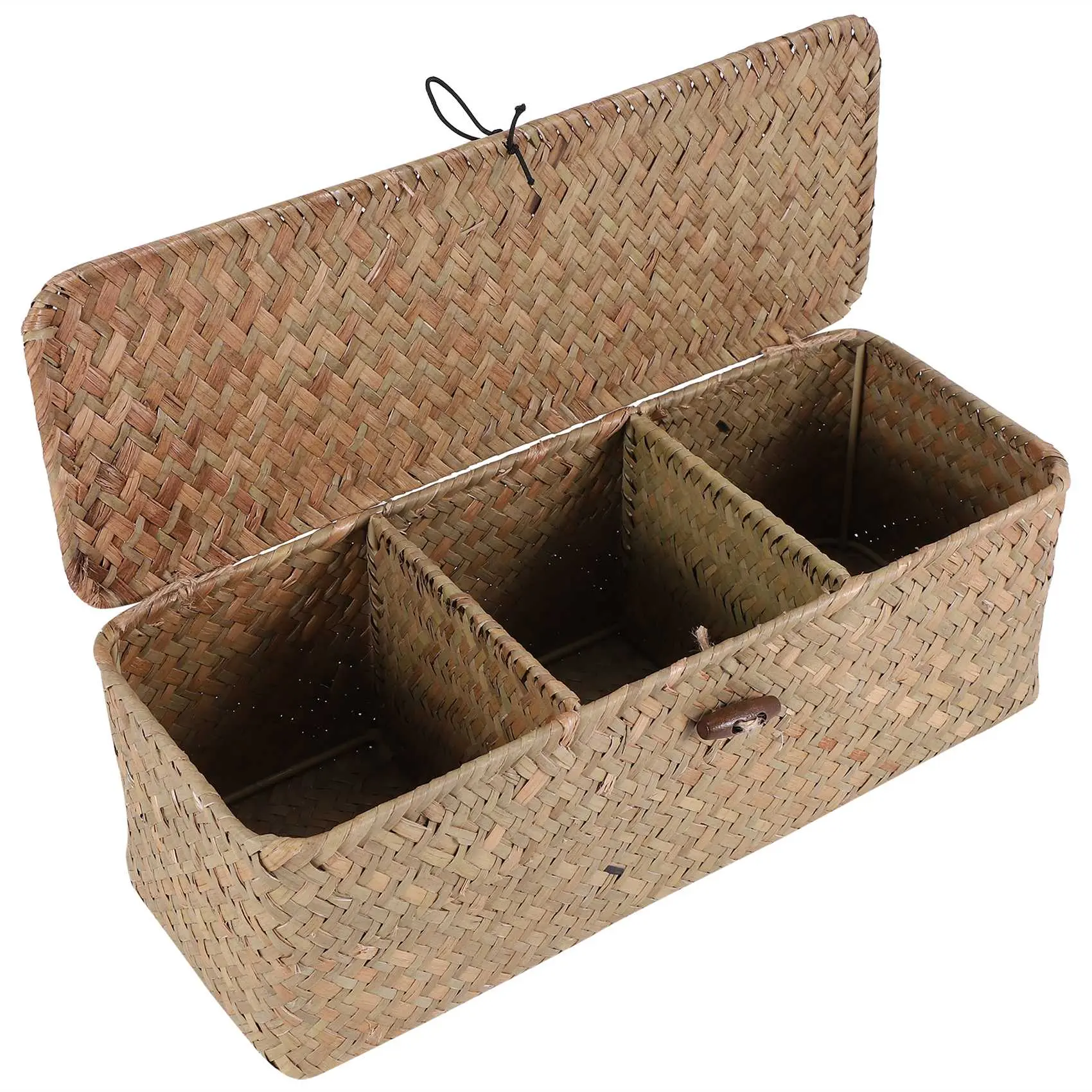 Plaid Rattan Bamboo Toilet Paper Storage Basket, Car Interior Decoration Accessory, Bathroom & Cosmetic Storage Organizer, Storage Baskets