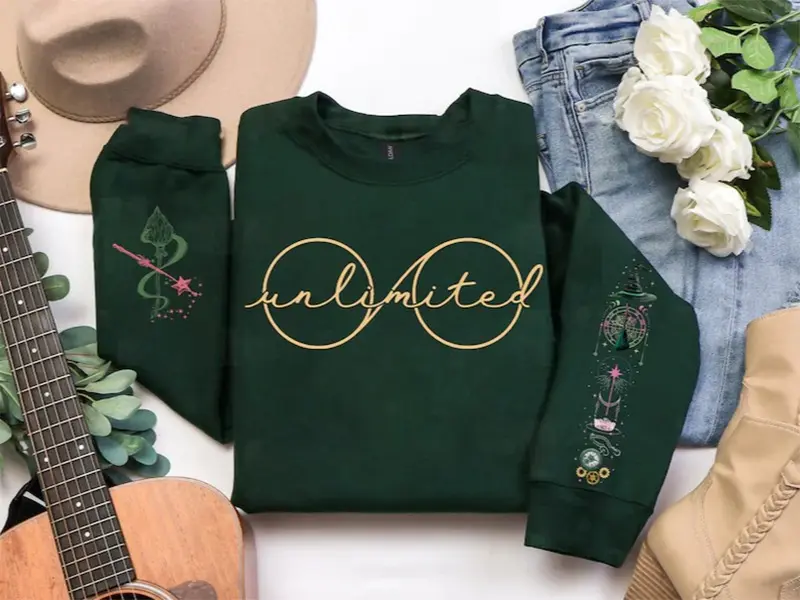 Unlimited Elphaba's Glasses Sweatshirt, Pink and Green Pullover Theatre Musical Sweater
