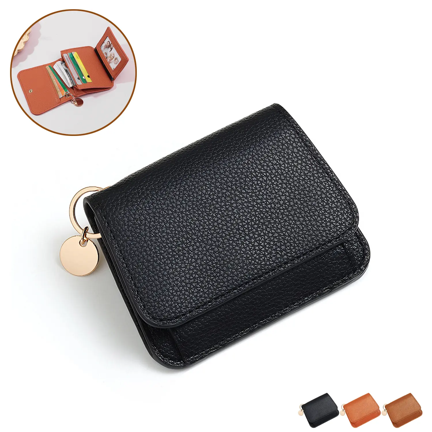 Women's Genuine Leather RFID Blocking Trifold Wristlet Wallet - Portable, Slim, Scratch Resistant, Solid Colors, Zipper Pocket, Keychain, Everyday Carry Small Card Case,back to school,back to school haul