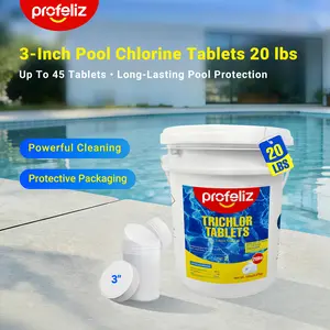 PROFELIZ Chlorine Tablets 3 Inch for Swimming Pools, Kills Bacteria and Stops Algae, Slow Dissolving,Exclusive Protective Packaging,Pool Chlorine Tablets, 20 lb 40lb4lb