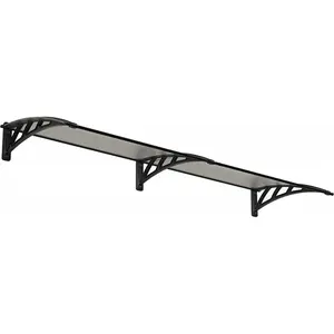 212 MAIN Palram-Canopia 8 x 3 ft. 2360 Polycarbonate Awning Kit - Gray & Clear, UV Protected, Aluminum Edge