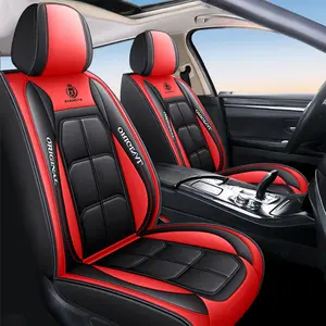 XIANGTA Luxury Leather 5-seater Car Seat  Universal Safety Airbag Interface Waterproof, Anti slip, Easy to Clean  Car Gift Full Set Black Seat Covers for Ford Trucks, Black Blue Stitched Ram Seat Cushions car decor car stuff for women Car Seat Protectors
