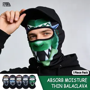 Summer Unisex Cartoon Monster Dinosaur Pattern Headgear, Street Style Sun Protection, Moisture-Wicking Breathable Balaclava Full Face Mask