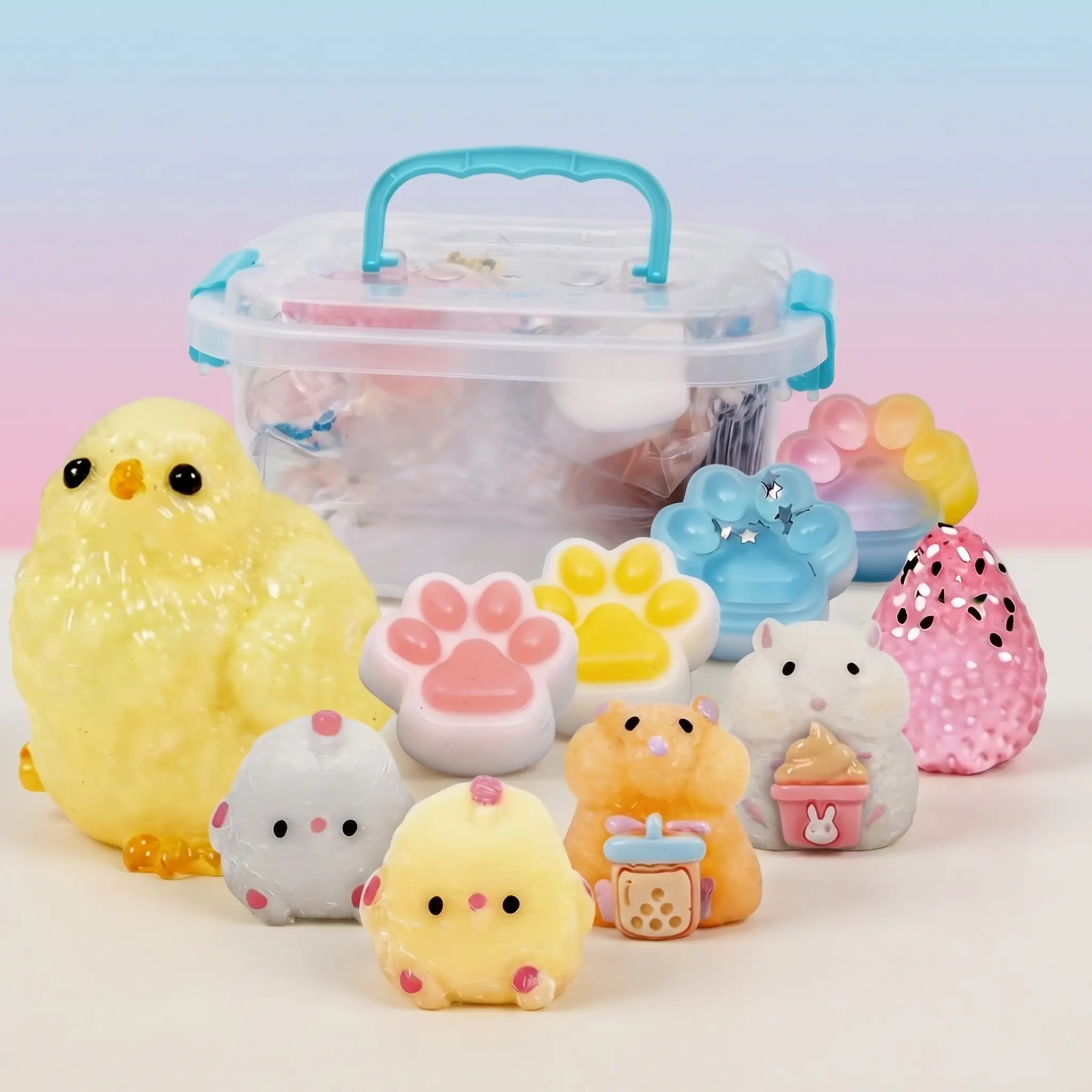 10PCS Mini Chicken Squeeze Stress Relief Toy Hanging Keyring for Kids and Adults Perfect for Relaxation and Fun