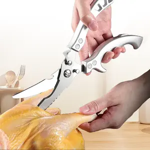 Professional Heavy Duty Kitchen Scissors，Kitchen Shears with Slip Handle & Safety Lock，Meat Cutting, Turkey, Fish, Vegetables, Dishwasher Safe