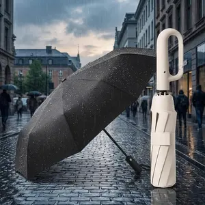 Upgrade Windproof Rain Umbrella - Durable Compact Travel Umbrella with UV Protection, Auto Open Close Folding Design for Men Women Outdoor Commuting Home Use Pocket Size Portable Rain Umbrella