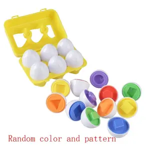 6pcs/12pcs Easter Egg Sensory Toys, Early Education Intelligence Fine Motor Montessori Geometric Pattern Eggs, Unisex Educational Toy Set, Toddler Playset