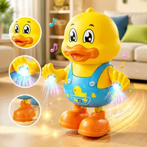 Electric Dancing Duck Toy with Lights & Music – Bump & Go Interactive Walking Duck with Moving Arms | Fun Educational Musical Toy for Toddlers & Kids Age 3+