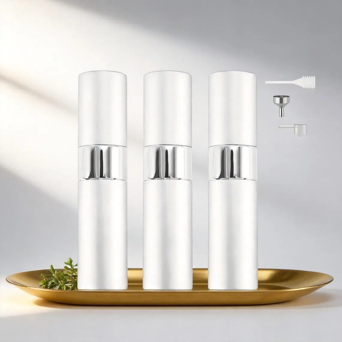 3PCS 8ml Adjustable Rotating Aluminium Cosmetic Perfume Refill Containers - Glass-Inner Empty Press Spray Storage Bottles for Travel & Home Supplies, Summerwins Canister Organiser