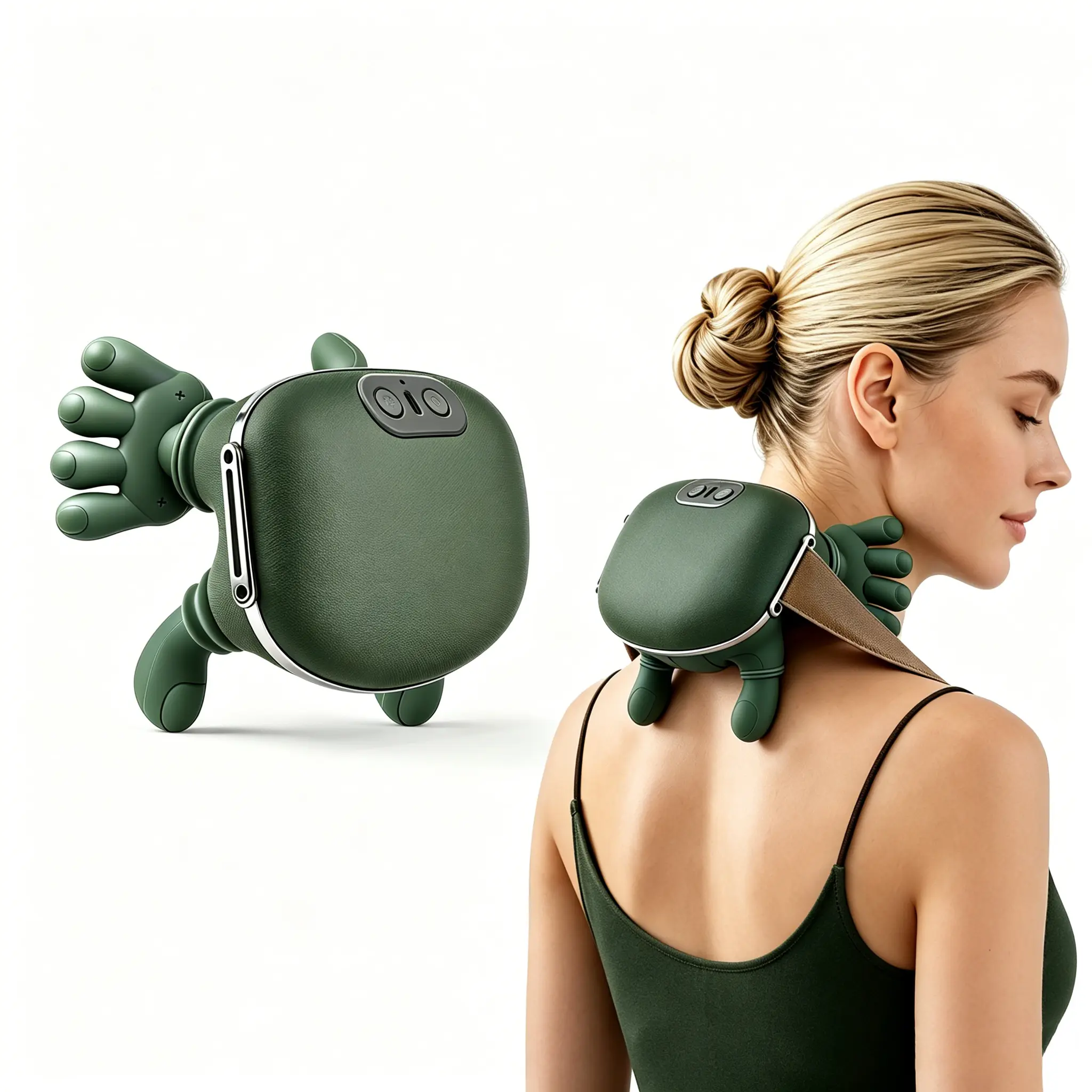 SummerWins Portable Electric Neck Shoulder Relaxer - Bionic Acupoint Massage, Heating, Vibratory Massager, 2000mAh USB Rechargeable Massagers, Daily Muscle Relief, Father's Day Relaxing Gifts for Dad, DealsForYouDays