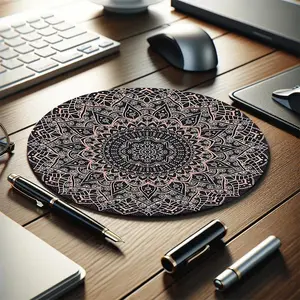 Mandala Flower Pattern Mouse Pad, Round Mouse Pad with Non-slip Rubber Base for Computer & Laptop, Decorative Mouse Mat for Home & Office, Non Slip Mousepad