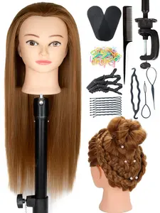 Mannequin Head with Hair 26", Ideal for Makeup, Braiding, Hairdressing, Styling Practice, Cutting Training, Includes Clamp Holder, Hair Extension Clips, Hair Crochet Hook, Hair Tools