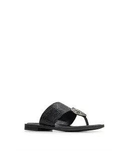 Niki Compass Medallion Sandal - Brazilian Supple Tooled - Black