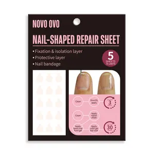 NOVO OVO Nail Repair Sheets (Nails Shaped) Fixation & isolation layer for Broken Nails, Nail bandage for Nail Recovery, Protective layer for Acrylic, Invisible Instant and Easy to use 75 units
