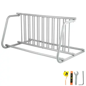 VEVOR 10 Holders Floor Bike Rack,  59\" Length All-Steel Grid Bike Rack, 10-Bike Capacity Dual-Side Storage Stand for Garages Streets Yards Bike Events