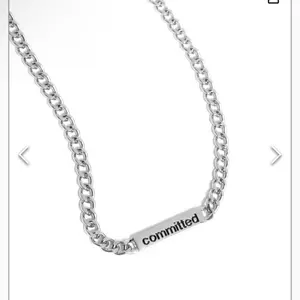 Fully Committed Silver Necklace - Simple Design with "committed" Text on Chain