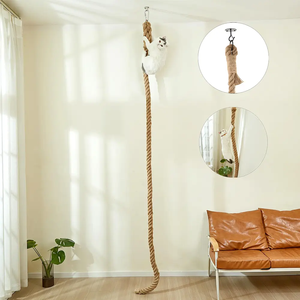 3m Cat Climbing Jute Rope Tongtian Sisal Cat Climbing Rope Wall Mounted Furniture for Indoor and Outdoor Cat, Climbing Pole Suitable for cats to sharpen their claws Vertical Scratcher Scratching Posts Scratcher Board Paws Home #SummerWins#DealsForYouDays