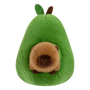 Brown Avocado Capybara Stuffed Toy with Turtle Backpack - Soft Adorable Stuffed Animal, Cute Design, Hugging Gift for Kids