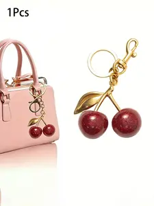 Glitter Cherry Bag Charm Keychain, Cute Red Cherry Handbag Pendant, Aesthetic Key Ring Accessory, Luxury Bag Decor, Perfect Birthday Christmas Valentine's Day Gift for Women Girls, Trendy Phone Charm for Backpack Tote
