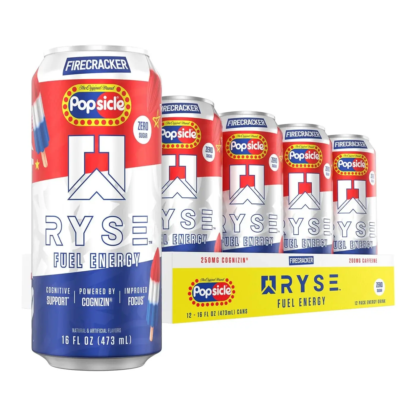 RYSE Up Supplements Fuel Sugar-Free Energy Drink Beverage - Vegan, Gluten-Free, No Fillers, No Artificial Colors - 0-5 Calories, 200mg Clean Caffeine - Energy Booster, Preworkout, Brain Energizing Caffeinated Drink - 12 Pack, Preworkout Drink, Brain Energ