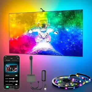 Rgbic LED TV Backlight Strip with Adjustable Rgb Lighting, Ar Sensor, Screen Edge Lighting Sync, APP Music Support, USB Power, Motion Sensor for Tvs, PC Displays, Led Ambient Lighting
