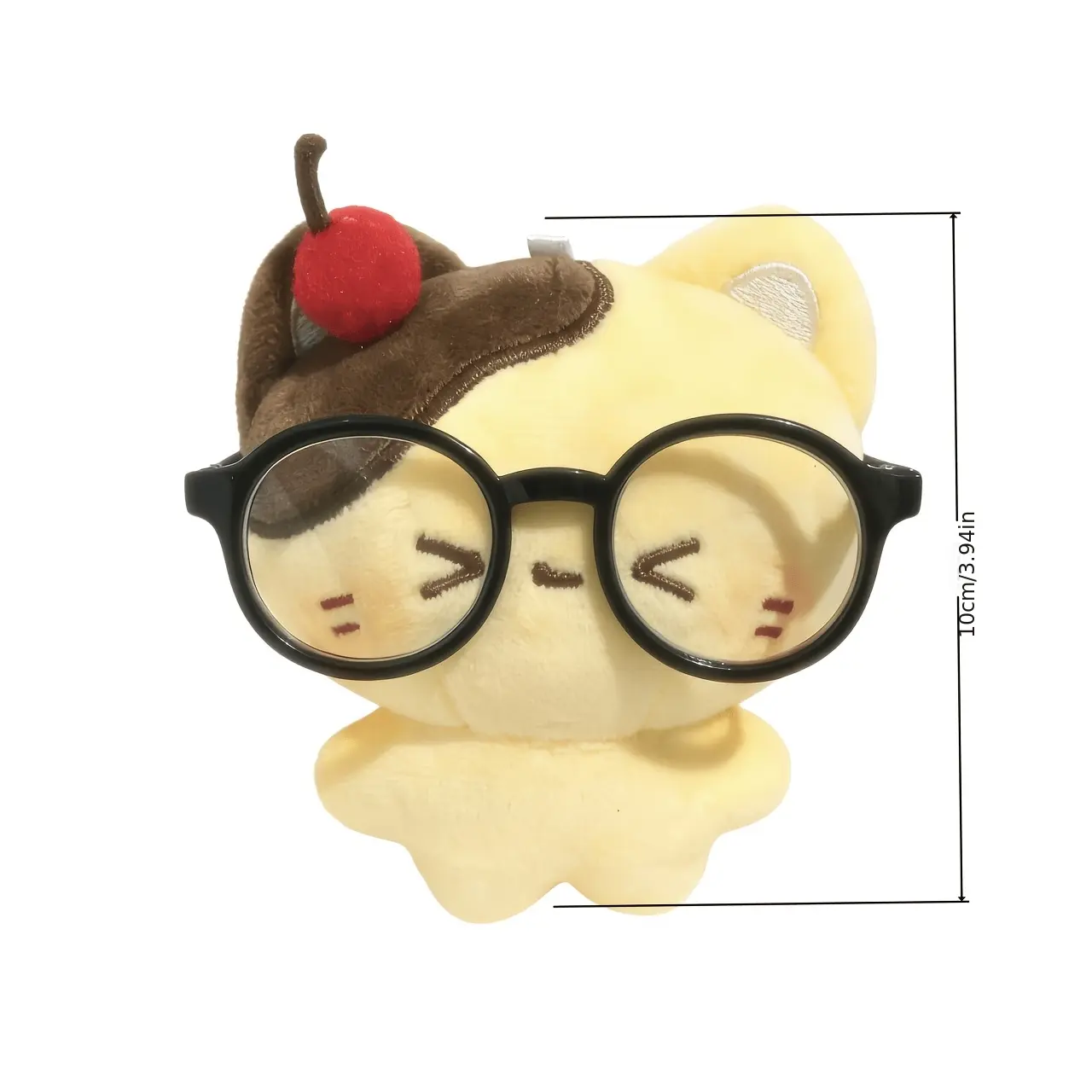 Cute Pudding Cat with Cherry Glasses Plush Toy, Stylish Doll Toy, Home Decorative Ornament, First Choice Gift for Boys and Girls, Great Decoration for Boys and Girls' Rooms