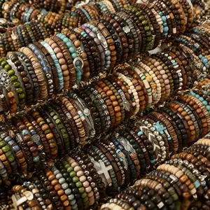 Set of 36 Or 72pcs of Bohemian Handcrafted Wooden Bead Bracelets, Featuring a Variety of Colors Suitable for All Genders. These Uncoated Wooden Beads Offer a Vintage Charm, For Teenager