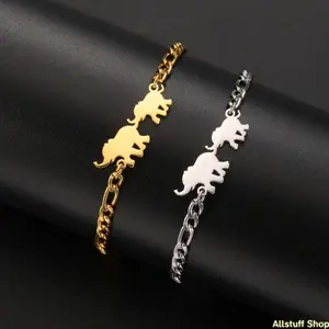 Unisex Stainless Steel Elephant Pendant Bracelet, Animal Charm Fashion Jewelry, Couple Bracelet Set Part 3 – Yes, Ideal for Women’s Birthday, Mother’s Day Gifts