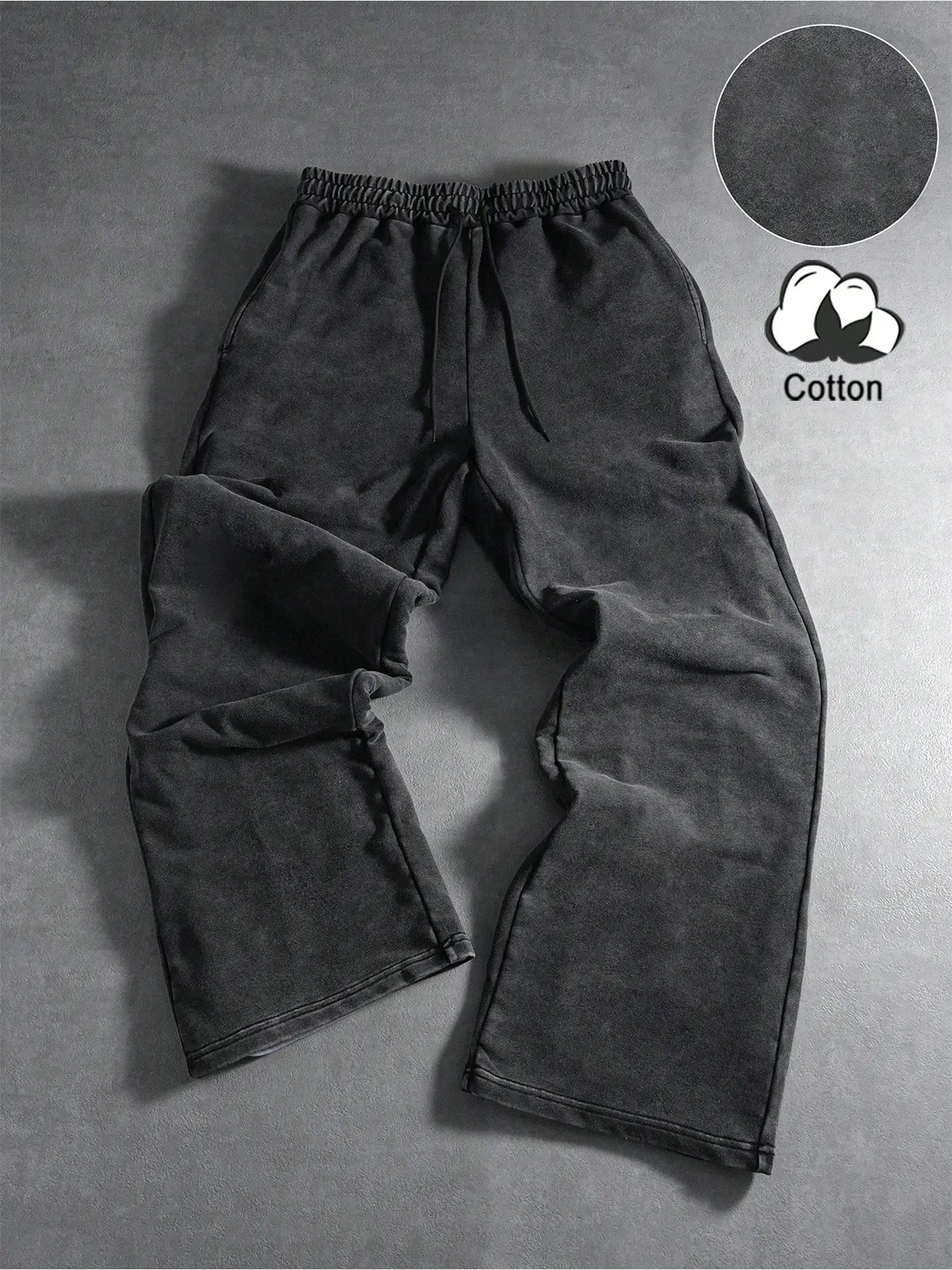 Unisex Streetwear style, autumn and winter solid-colored wash cotton loose casual pants, athletic pants, Fashion streetwear bottoms, dark, high-street culture, sportswear, Y2K style, Drawstring Sweatpants