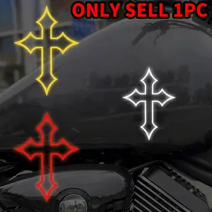 1PC Multi-color Optional Cross Graphic Reflective Car Sticker, Universal car sticker, Car Decorative Sticker, Is Waterproof and Sun-protected, Durable Suitable for Motorcycle Front Windshields, Fenders, Creative Body Modification Stickers