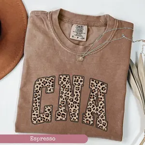 Comfort Colors CNA Leopard Shirt, CNA Life Shirt, CNA Nurse Shirt, Certified Nursing Assistant Gift, Nursing Casual Graphic Short Sleeve T-Shirt
