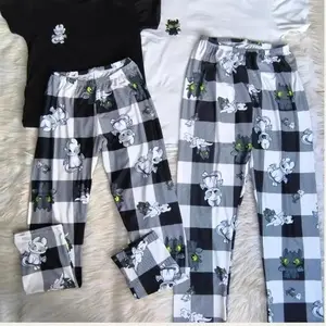 Cute Dragon Print Couple Pajama Pants – Soft Cotton Plaid Lounge Pants, Matching Sleepwear Outfit for Men, Women & Family, Cozy Nightwear Gift