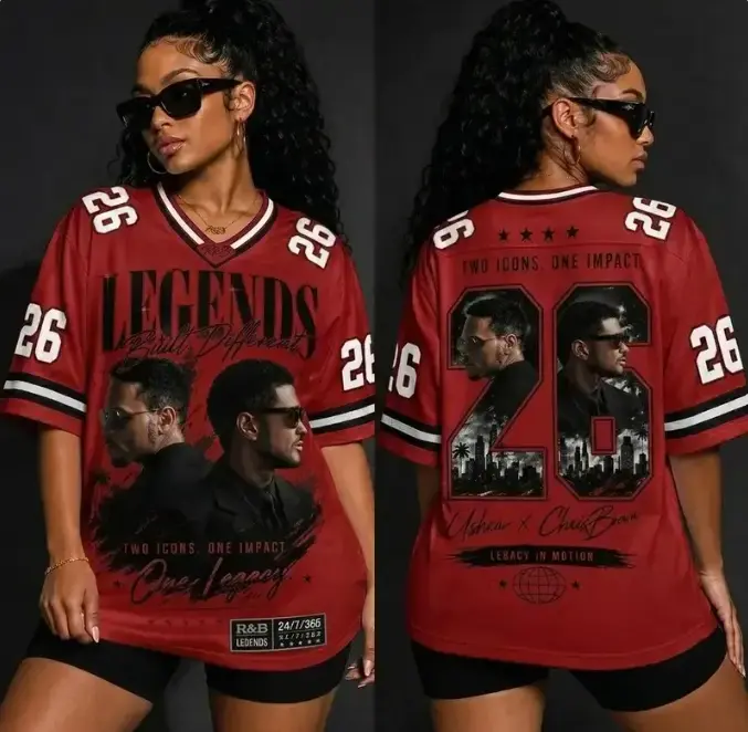 26 Legends Raymond & Brown Football Jersey Shirt – R&B Tour Hip Hop Graphic Tee, Unisex Fan Gift Streetwear Top