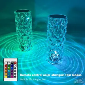 Rose Diamond Crystal Lamp 16 Color RGB Changing with Remote Control USB Charging Touch Sensor Ambient Decor Lighting