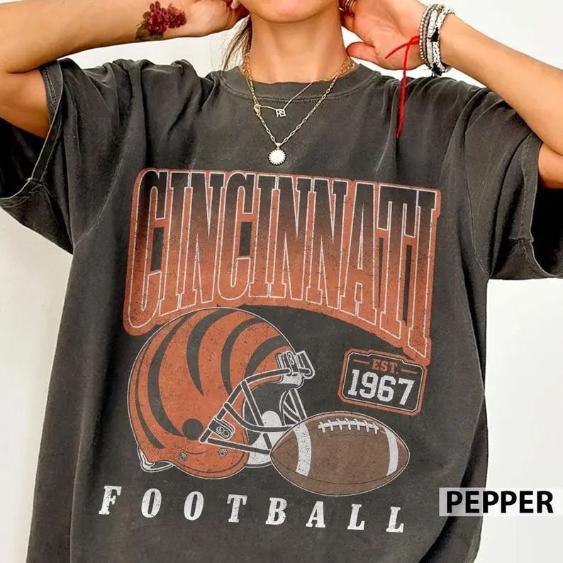 Cincinnati Football Vintage 90s Comfort Colors Shirt, Football Mascot Tee, Retro Cincinnati Football Apparel