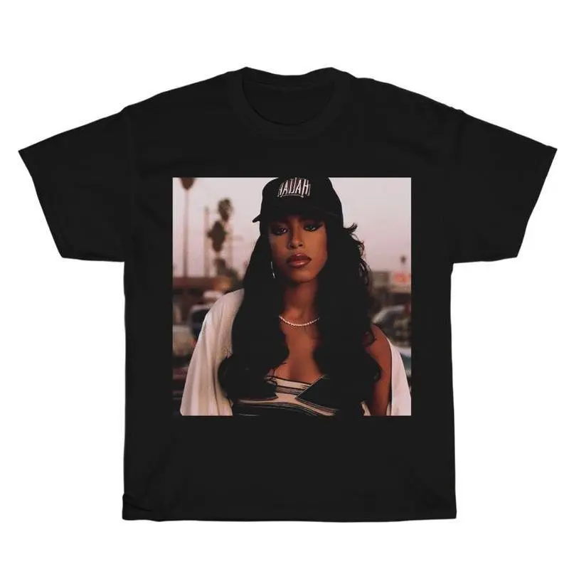 Unisex Vintage Aaliyah Graphic Tshirt - 90's Bootleg Rap Design, Relaxed Fit, Shortsleeve, Round Neck, Breathable Fabric, Oversized Crewneck Streetwear Gift for Him/Her Menswear Top
