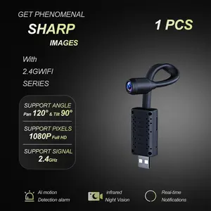 Full HD Mini Wi-Fi Security Camera (2.4G) - No Charging Needed, 128G Max Memory Card Support, AP Hotspot Direct Connection, Intelligent Motion Detection, Cloud Storage, Adjustable Lens, Ad-Free App