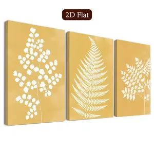 3 Framed Plant Design Wall Murals, Tropical Leaf Canvas Art, Elegant Botanical Prints, Modern Home Decor for Living Room, Bedroom, Office, Bathroom